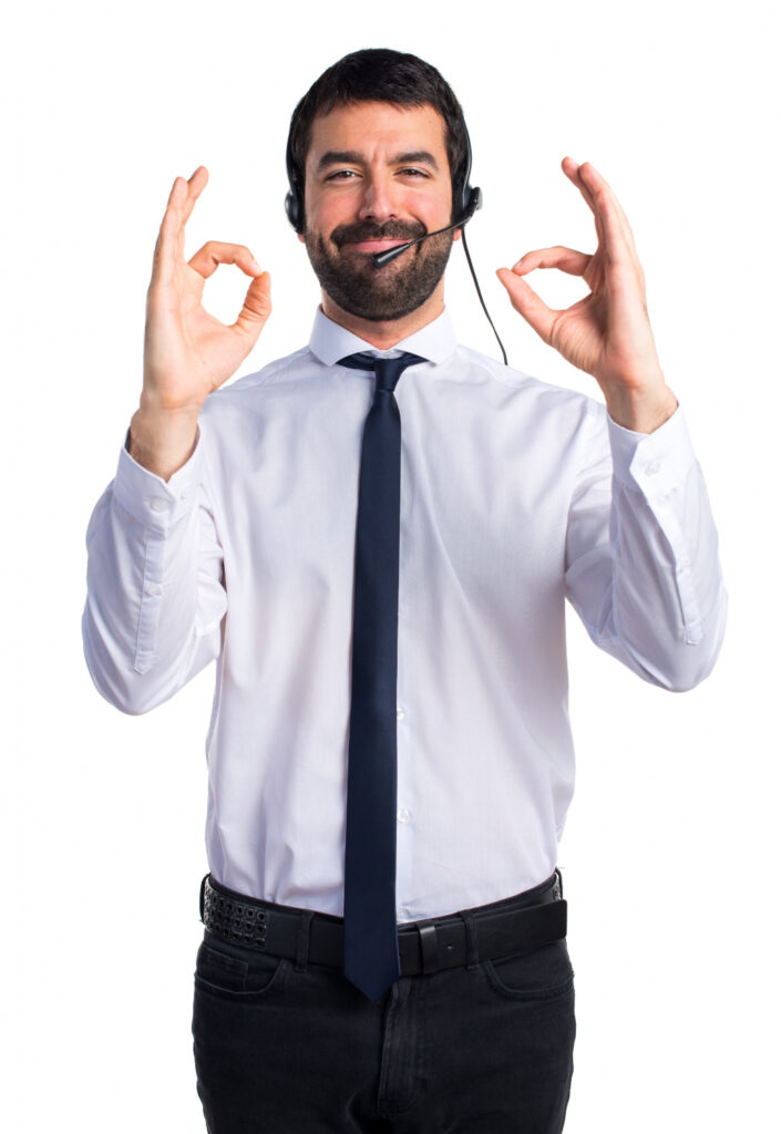 young man with a headset making ok sign